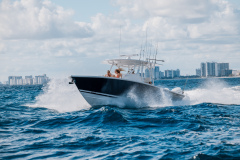 Jupiter 40 center console running offshore in Miami, photographed by Slater Productions